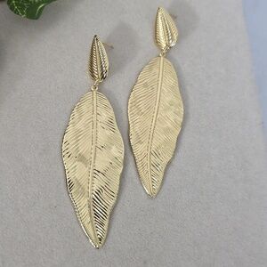 Gold Filled Palm Leaf Drop Earrings